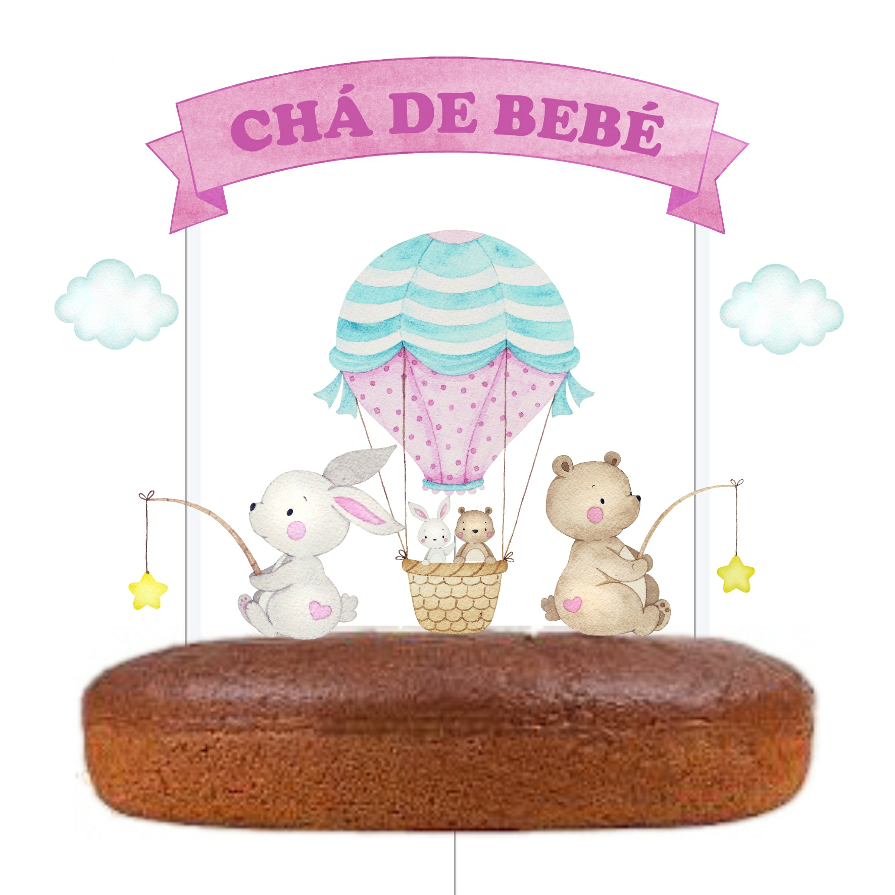 Topper-Cha-de-Bebe-Menina Topo de Bolo Chá de Bébé Menina - Image 1