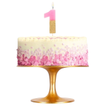 Vela Rosa e Ouro Glitter Nº 1