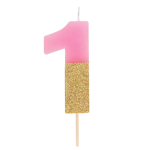 Vela Rosa e Ouro Glitter Nº 1 - Image 5