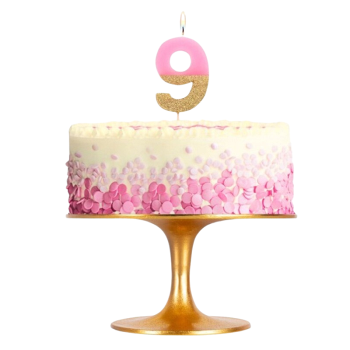 Vela Rosa e Ouro Glitter Nº 1 - Image 6
