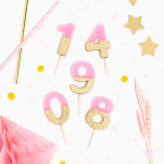Vela Rosa e Ouro Glitter Nº 0 - Image 4