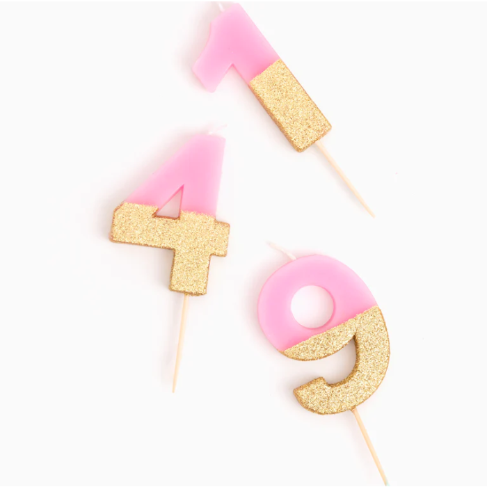 Vela Rosa e Ouro Glitter Nº 0 - Image 3