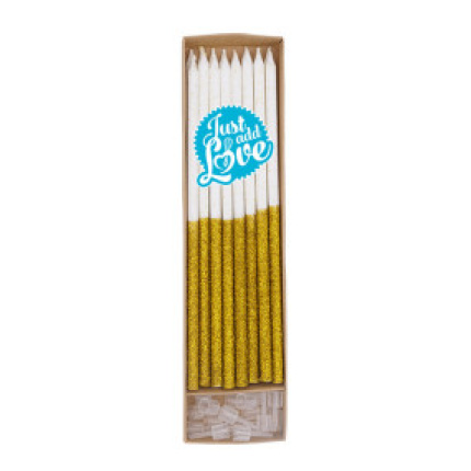 Velas Altas Glitter Ouro 15cm - Pack 16