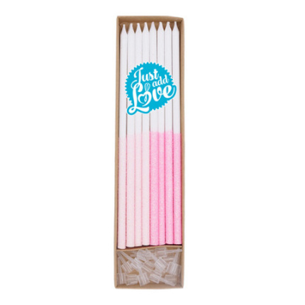 Velas Altas Glitter Rosa 15cm - Pack 16