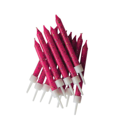 Velas Glitter Rosa Fuchsia - Pack.12