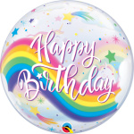Balão Bubble Unicórnio Happy Birthday - 56cm