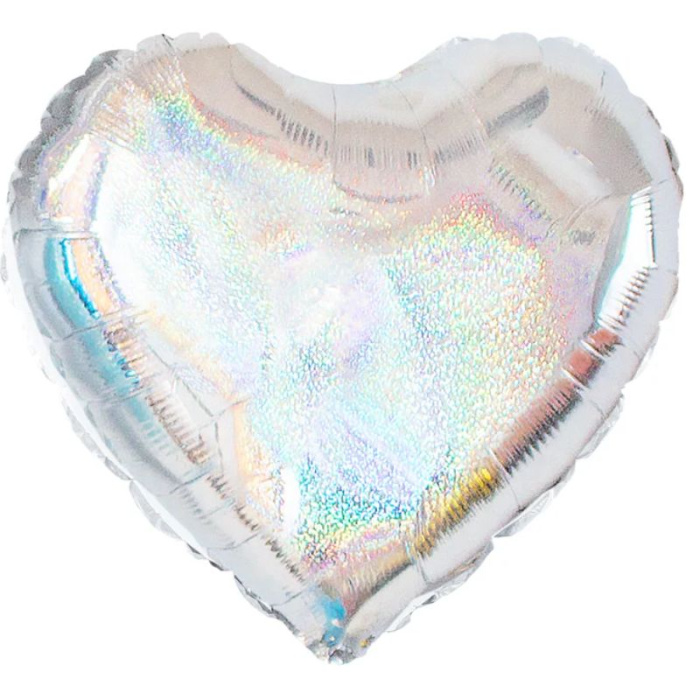 Balão Coração Prata Holografico - 48cm - Image 1