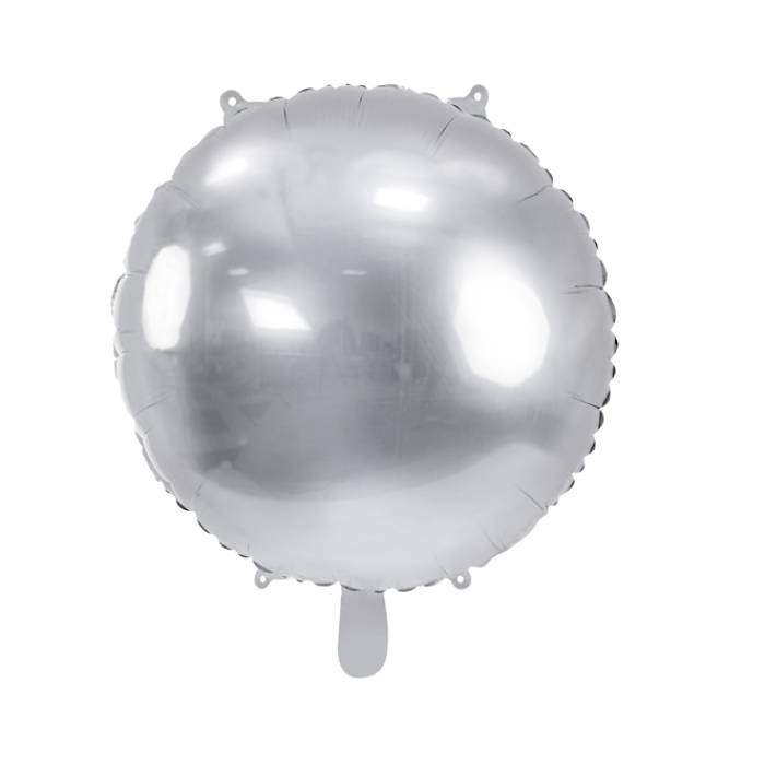Balão Redondo Prata Metalizado – 45cm - Image 1