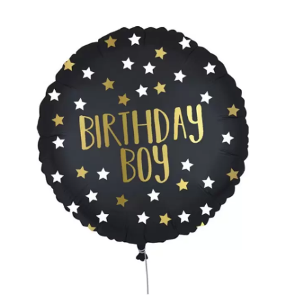 Balão "Birthday BOY" Preto - 46cm