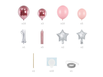 Kit Balões Primeiro Aniversário Rosa - Image 2