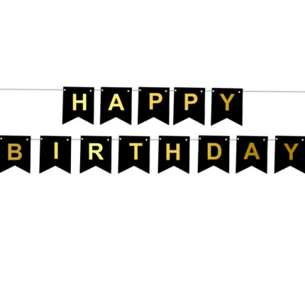 Banner Happy Birthday Preto