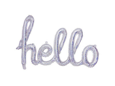 Balão HELLO Prata Holográfico - 72 x 45cm