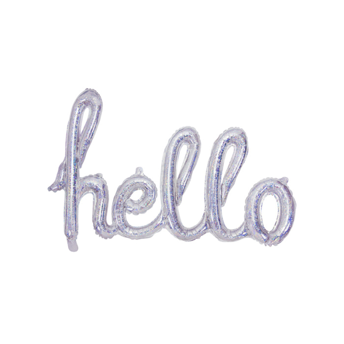 Balão HELLO Prata Holográfico - 72 x 45cm - Image 1