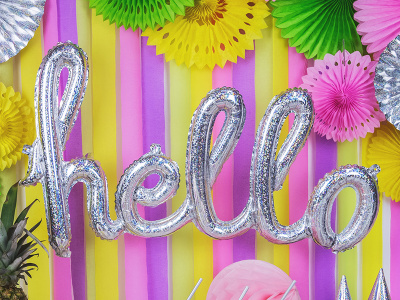 Balão HELLO Prata Holográfico - 72 x 45cm - Image 3