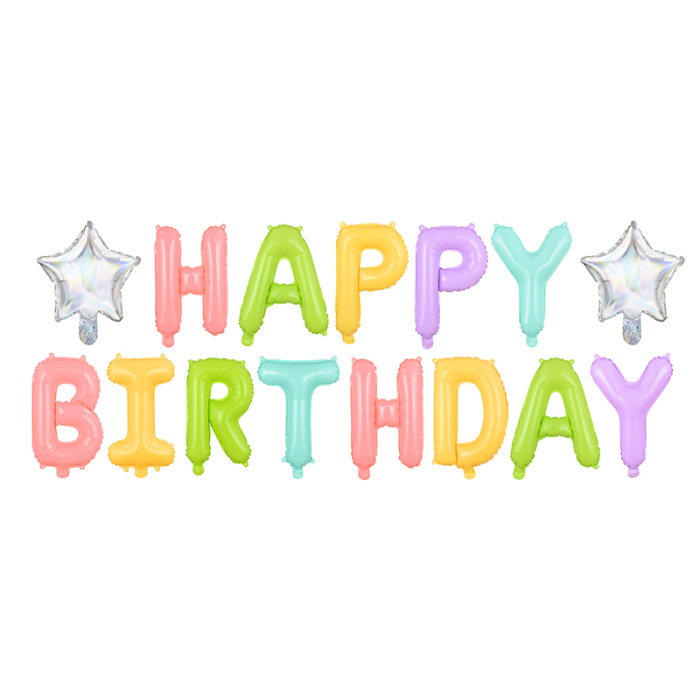 Banner Balões Happy Birthday Multicores - 15 Peças - Image 1