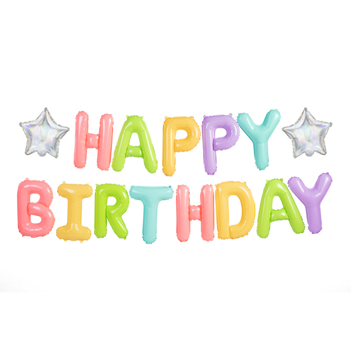 Banner Balões Happy Birthday Multicores - 15 Peças - Image 2