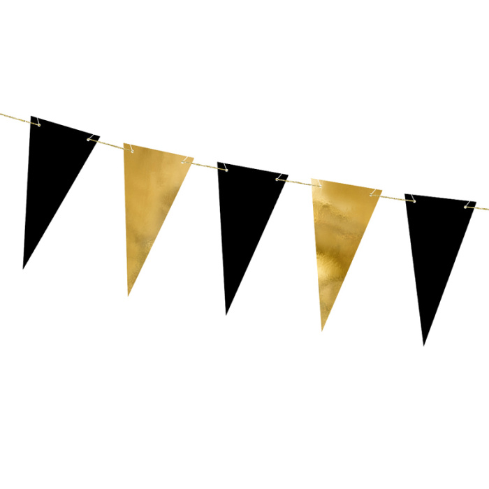 Banner Bandeirolas Ouro e Preto 215cm - Image 1