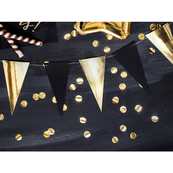 Banner Bandeirolas Ouro e Preto 215cm - Image 3