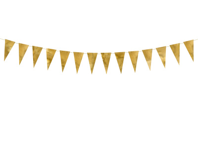 Banner Bandeirolas Ouro Metálicas 215cm - Image 2