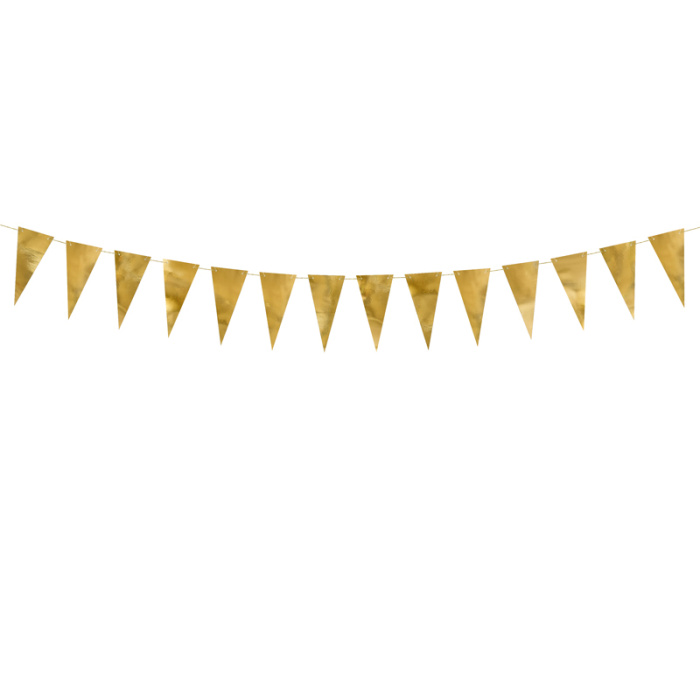 Banner Bandeirolas Ouro Metálicas 215cm - Image 2
