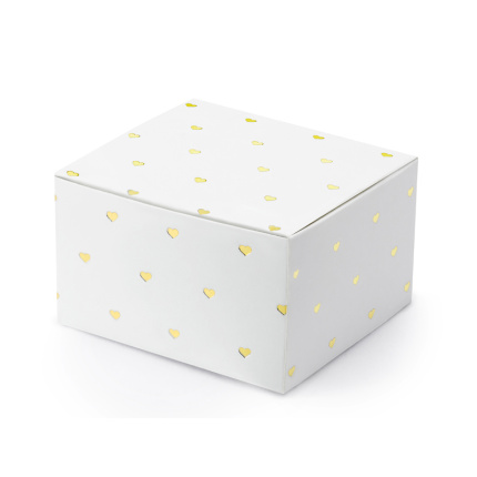 Caixa para Lembranças Corações Ouro Metálico - Pack.10