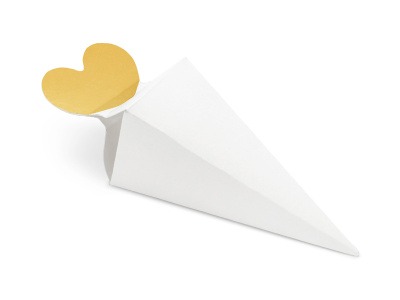 Caixinhas Brancas com Coração Dourado - Pack 6