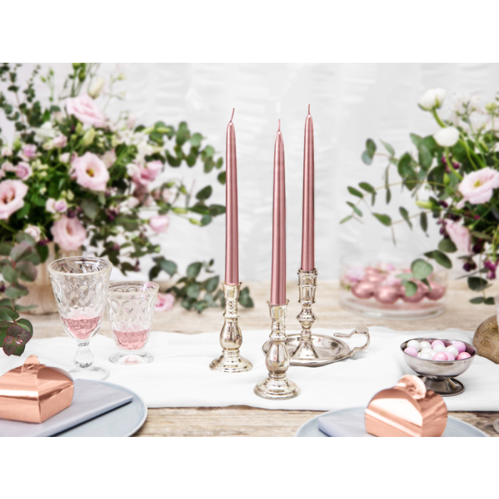 Velas Mesa Rosa Gold Metálica 24cm - Pack.10 - Image 2