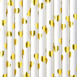 Palhinhas Papel Corações Ouro - Pack.10