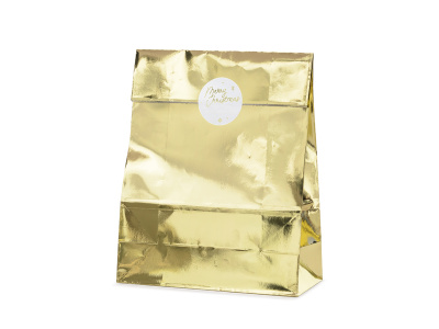 Sacos Presente Natal Dourado Brilhante - Pack.3