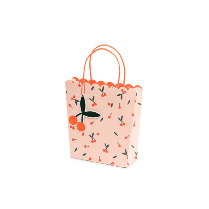 Saco Presente Rosa com Cerejas 23cm