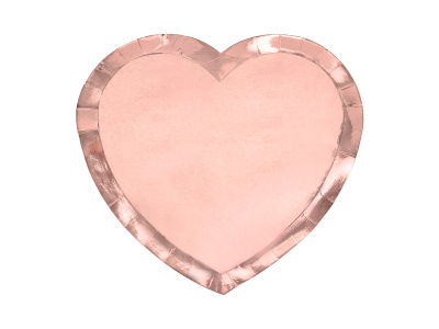 Pratos Coração Rosa Gold 21cm - Pack 6