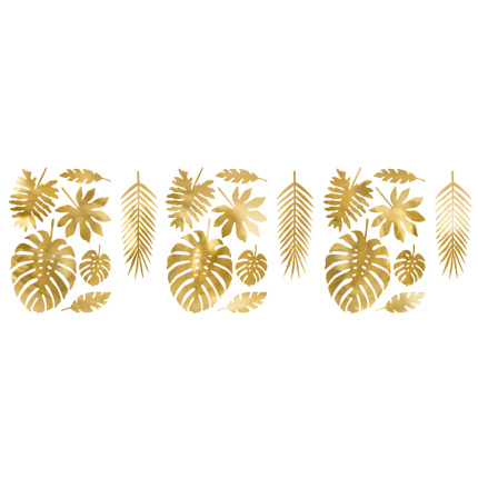 Kit Folhas Douradas Tropical para Decoração - Pack.21