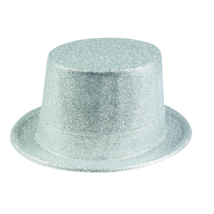 Chapéu Cartola Glitter Prata