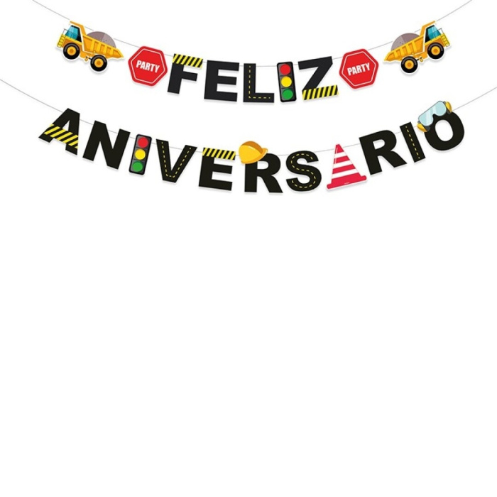 Grinalda "Feliz Aniversário" Veiculos de Construção - 5mts - Image 1