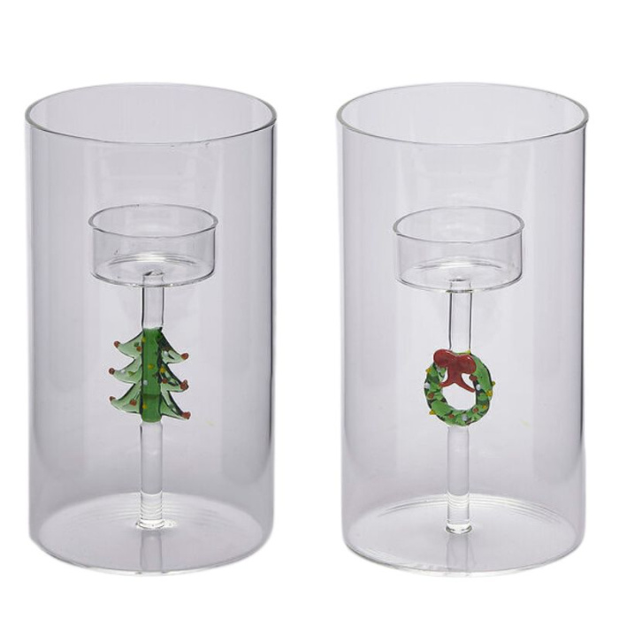 Castiçal Vidro Pinheiro Natal - Image 2