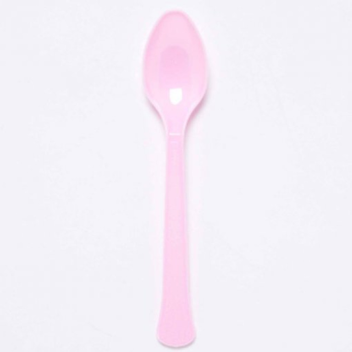 Colheres Sobremesa de Plástico Rosa Claro - Pack 24 - Image 1