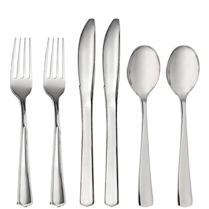 Conjunto de Talheres Prata Metalizados - Pack 18 - Image 1