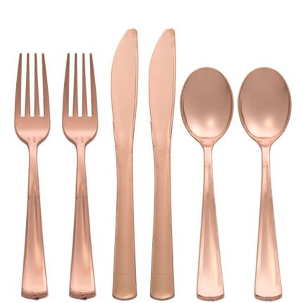 Conjunto de Talheres Rosa Gold Metalizados - Pack 18