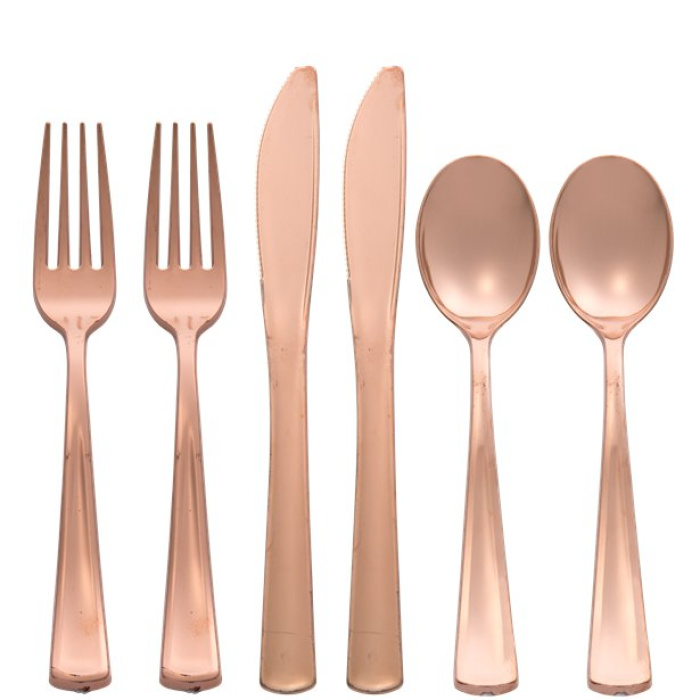 Conjunto de Talheres Rosa Gold Metalizados - Pack 18 - Image 1