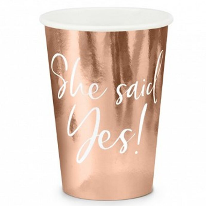 Copos Rose Gold She said Yes! - Pack 6 - Image 1