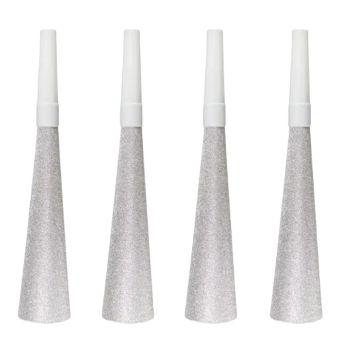 Cornetas Glitter Prateadas - Pack.4 - Image 1