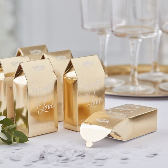 Caixinha Ouro com Confettis Brancos - 7g - Image 1