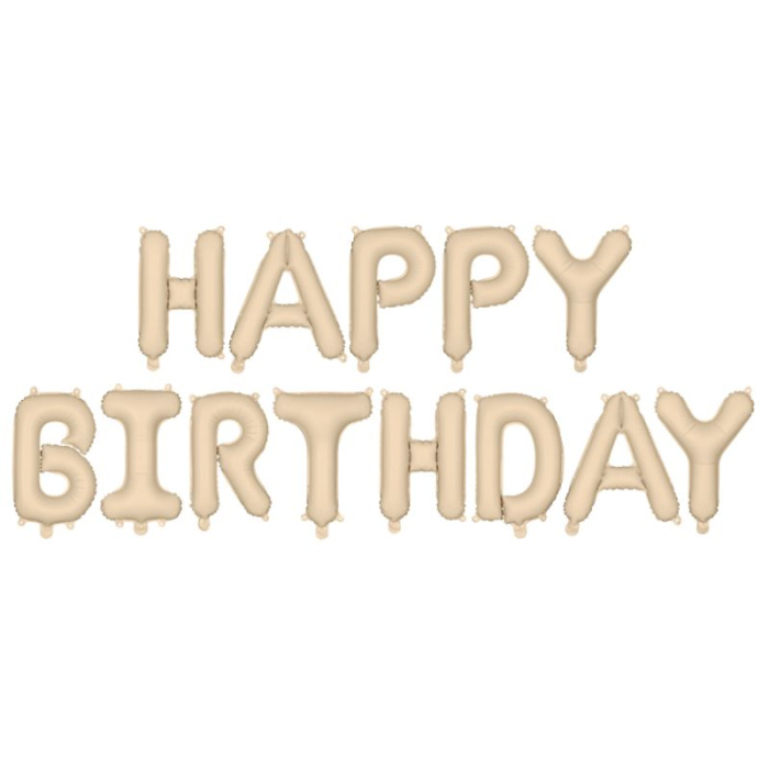 Banner Balões HAPPY BIRTHDAY Beje Pastel - Image 1