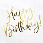 Guardanapos Branco e Ouro Happy Birthday! - Pack 20