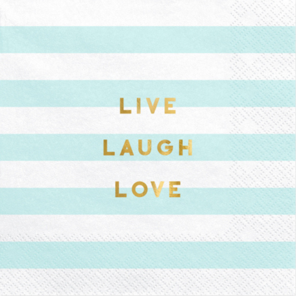 Guardanapos LIVE LAUGH LOVE Azul Claro 33cm - Pack.20