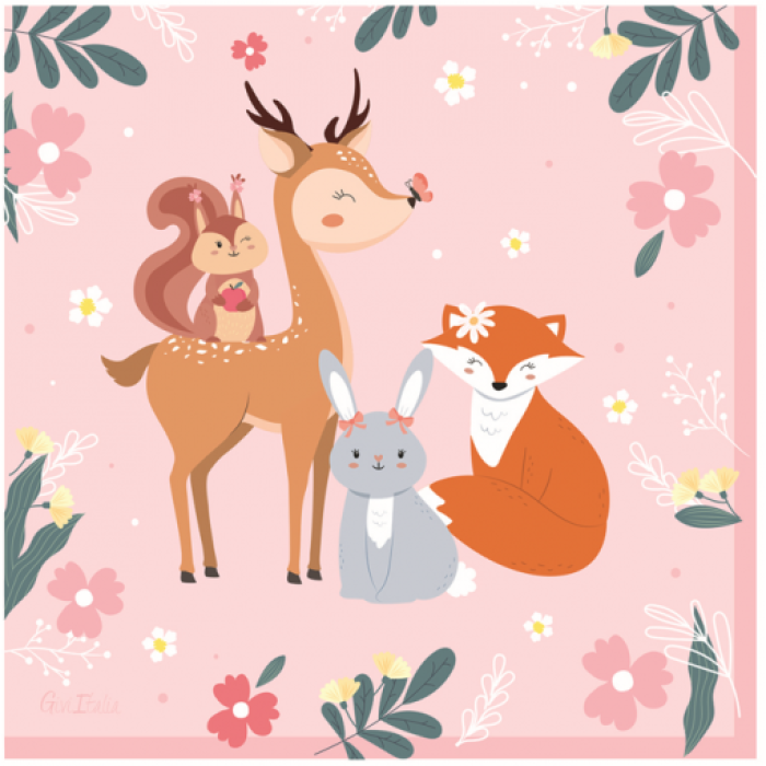 Animais do Bosque Guardanapos 33cm - Pack 16 - Image 1