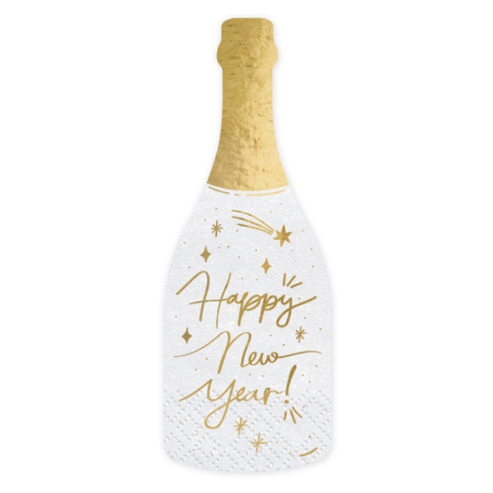 Guardanapos Garrafa Champanhe "Happy New Year" - Pack 20 - Image 1