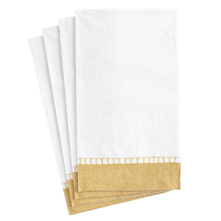 Guardanapos Brancos Rebordo Dourado - Pack.15