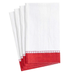 Guardanapos Brancos Rebordo Vermelho - Pack.15