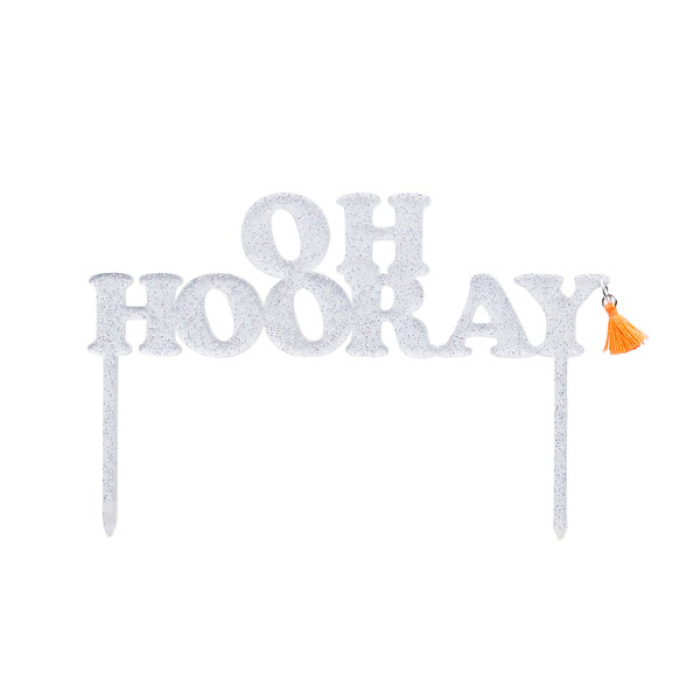Topo de Bolo Acrílico Glitter "OH HOORAY" - Image 2